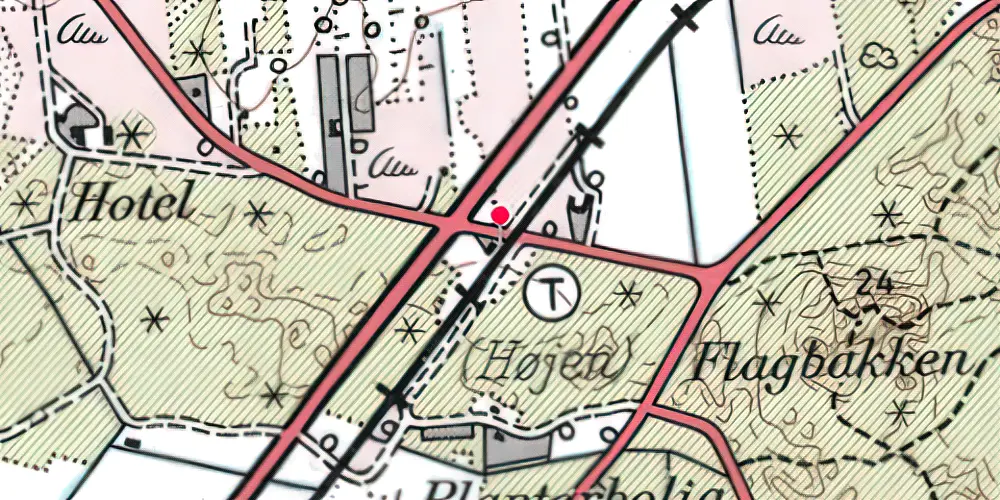 Historisk kort over Højen Station [1890-1964]