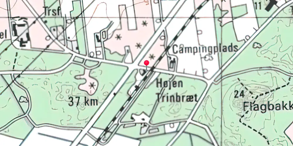 Historisk kort over Højen Station [1890-1964]