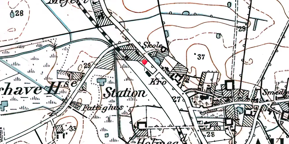 Historisk kort over Allerslev Station