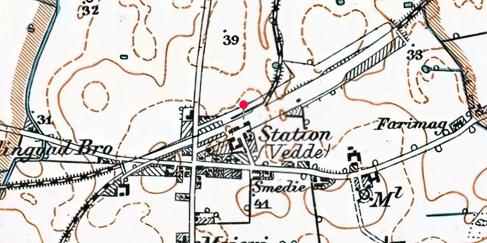 Historisk kort over Vedde Station