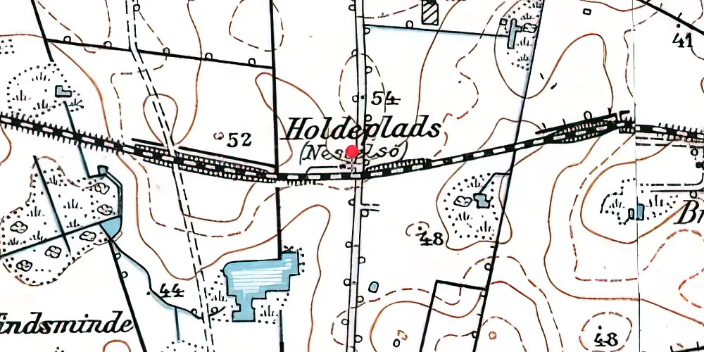 Historisk kort over Næstelsø Trinbræt med Sidespor