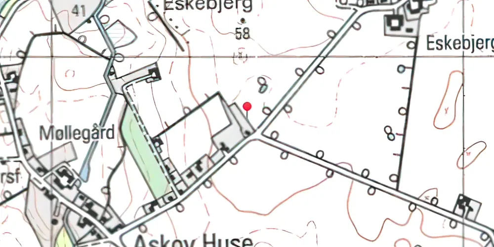 Historisk kort over Askov Huse Trinbræt med Sidespor 