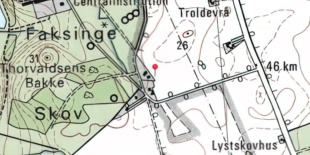 Historisk kort over Faksinge Trinbræt 