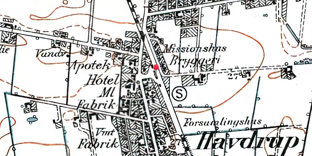 Historisk kort over Havdrup Station 