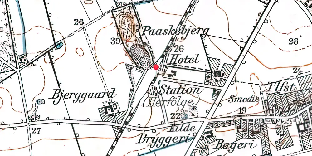 Historisk kort over Herfølge Station