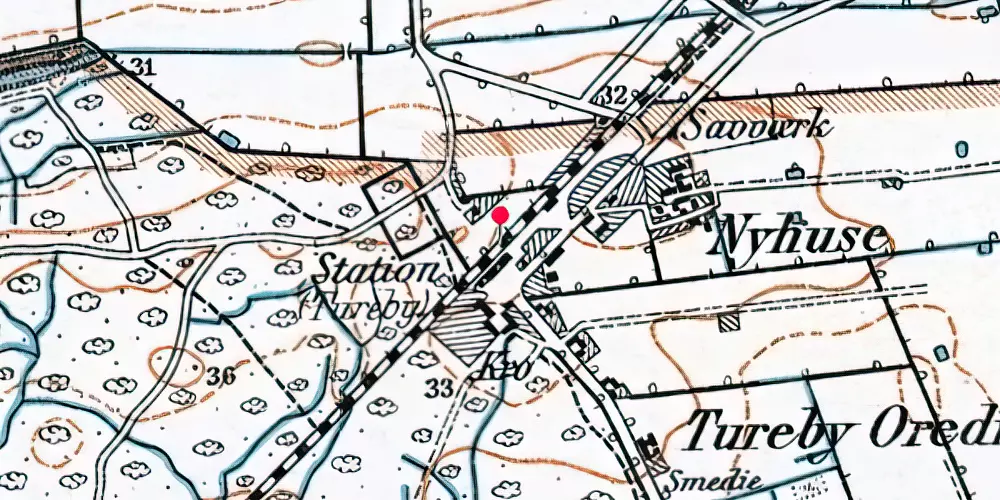 Historisk kort over Tureby Station