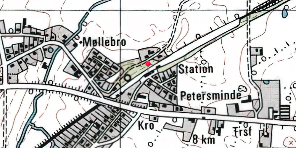 Historisk kort over Holme-Olstrup Station 