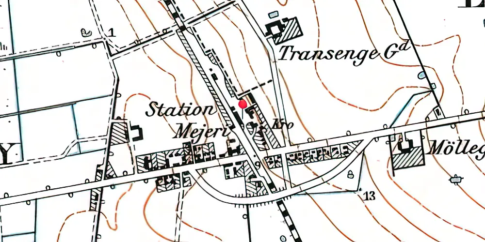 Historisk kort over Lundby Station [1870-1925]