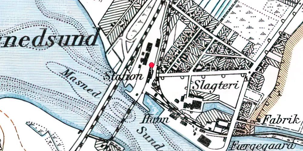 Historisk kort over Masnedsund Station