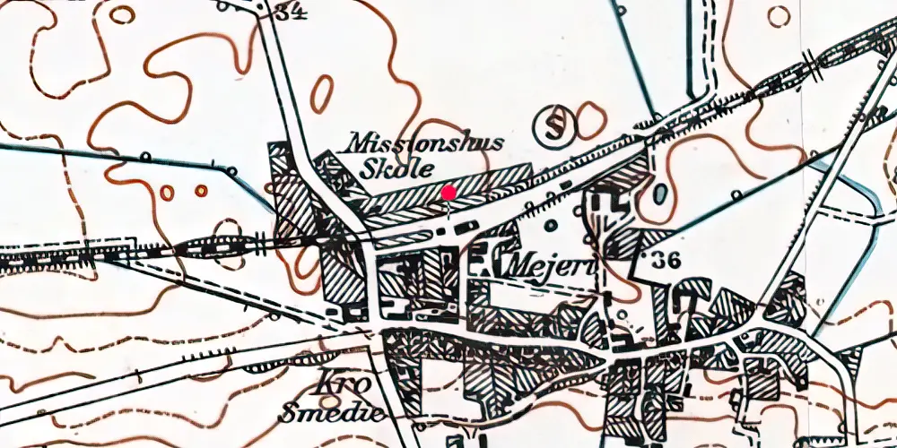 Historisk kort over Store Merløse Station 