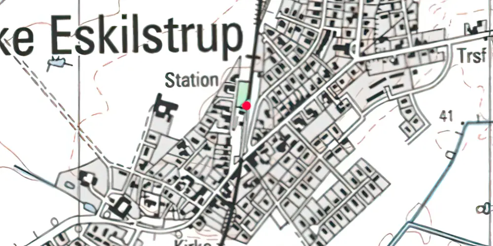 Historisk kort over Kirke Eskilstrup Station 