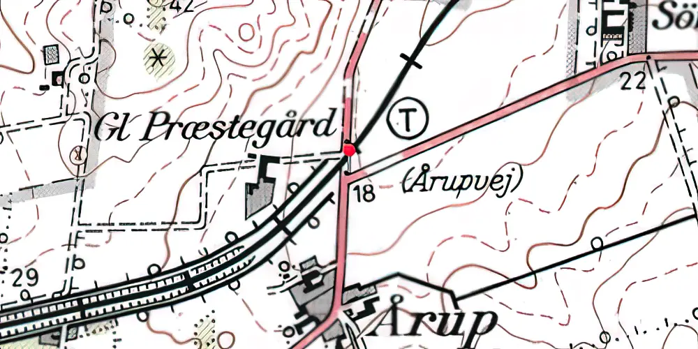 Historisk kort over Aarupvej Trinbræt