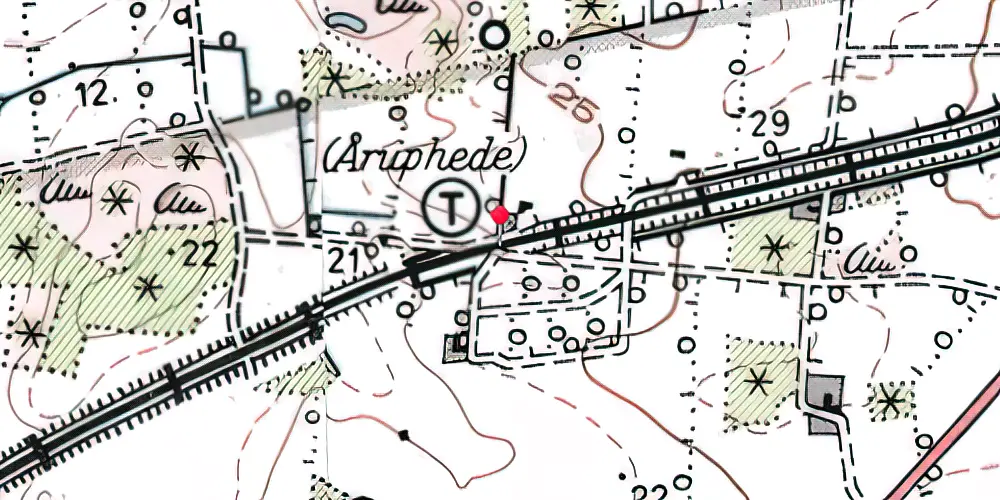 Historisk kort over Aarup hede Trinbræt