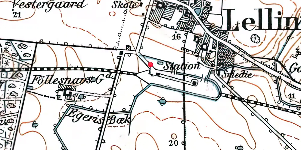 Historisk kort over Lellinge Station