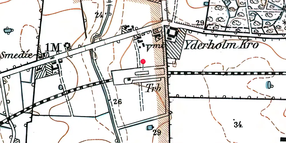 Historisk kort over Yderholm Holdeplads 