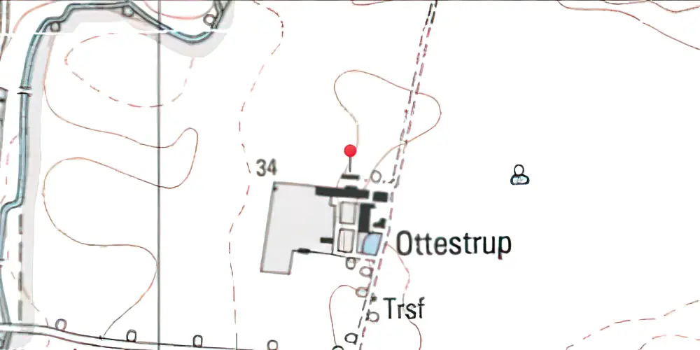 Historisk kort over Ottestrup Trinbræt med Sidespor