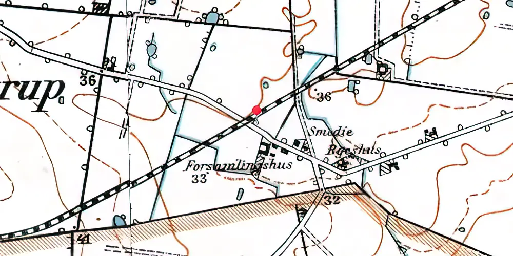 Historisk kort over Fredsgaarde Trinbræt med Sidespor