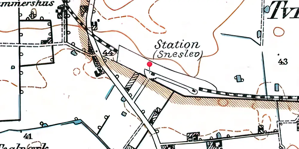 Historisk kort over Sneslev Station