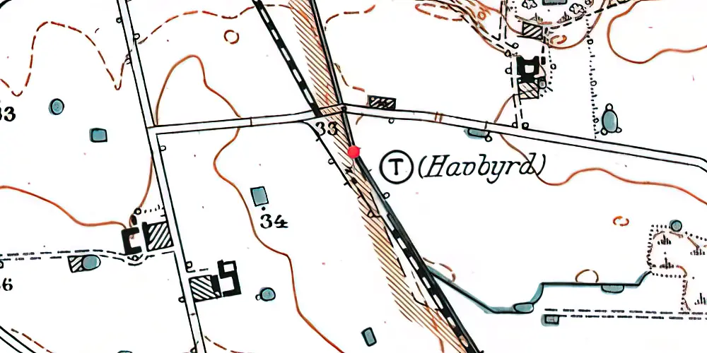 Historisk kort over Haugbyrd Holdeplads 