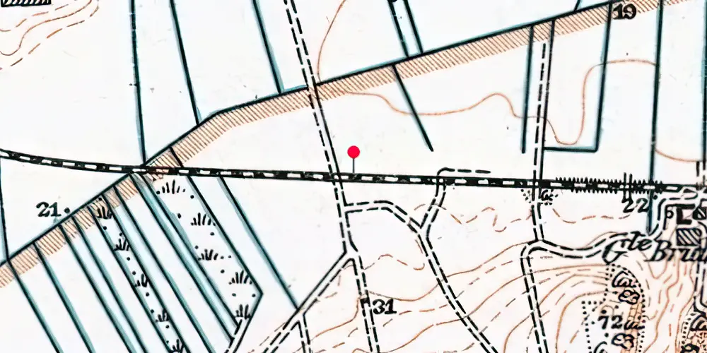 Historisk kort over Lundergaarde Trinbræt med Sidespor