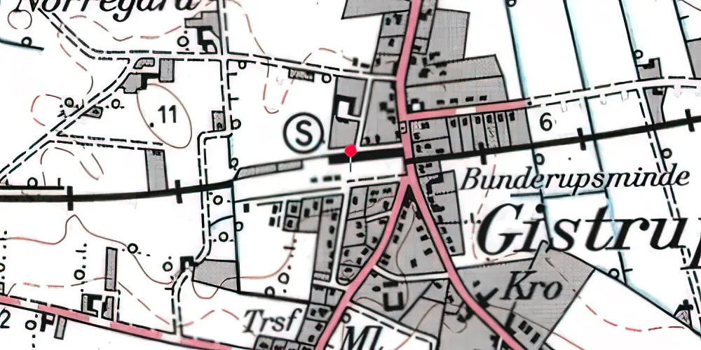 Historisk kort over Gistrup Station