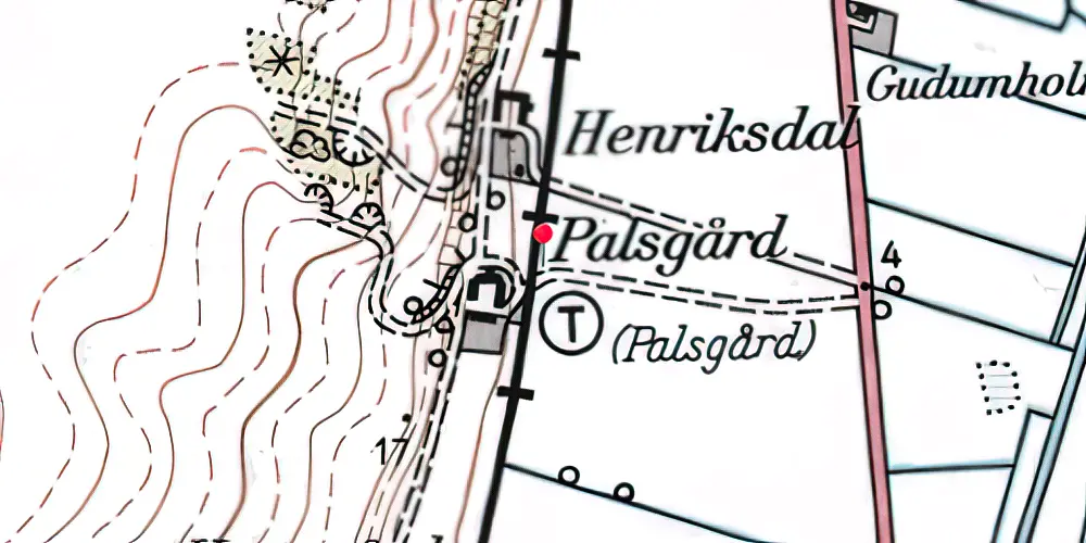 Historisk kort over Palsgaard Trinbræt 
