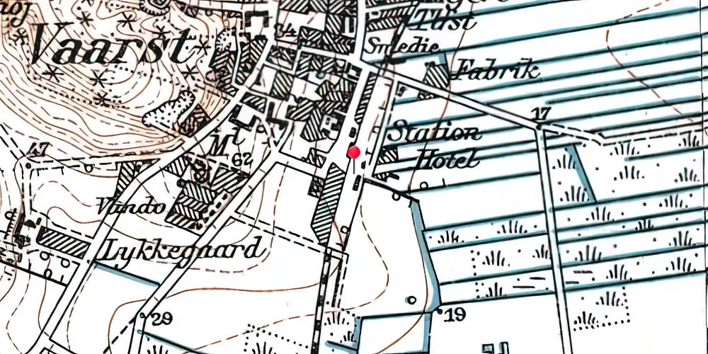 Historisk kort over Vaarst Station
