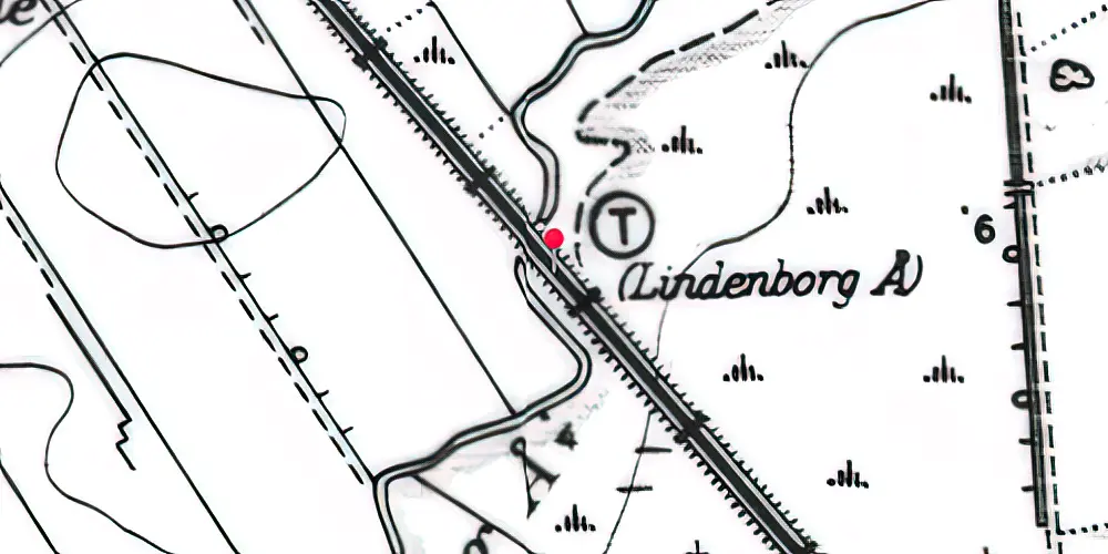 Historisk kort over Lindenborg Aa Trinbræt