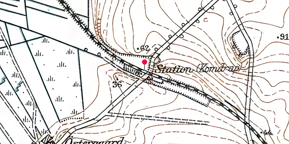 Historisk kort over Komdrup Station [1905-1967]