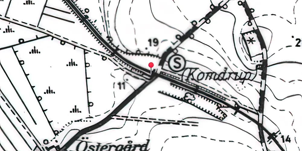 Historisk kort over Komdrup Station [1905-1967]