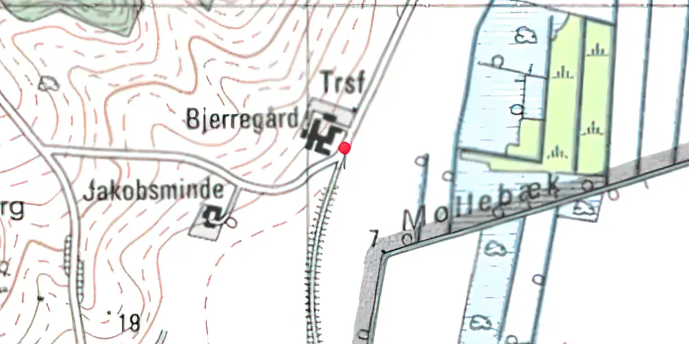 Historisk kort over Bjerregaardene Trinbræt 