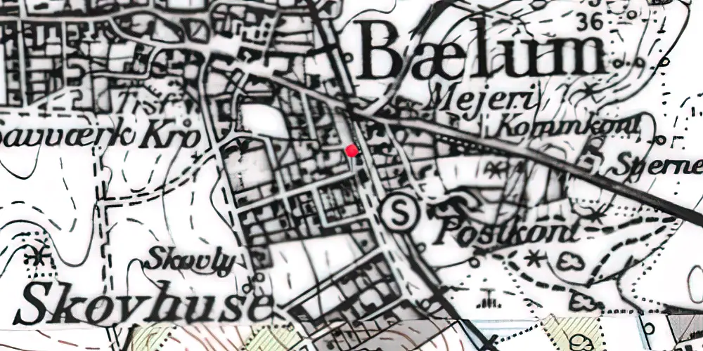 Historisk kort over Bælum Station 