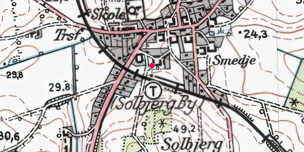 Historisk kort over Solbjerg By Trinbræt