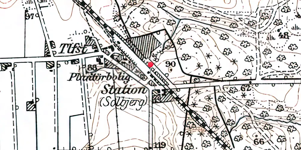 Historisk kort over Solbjerg (Himmerland) Station