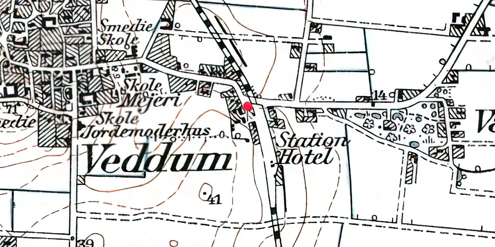 Historisk kort over Veddum Station
