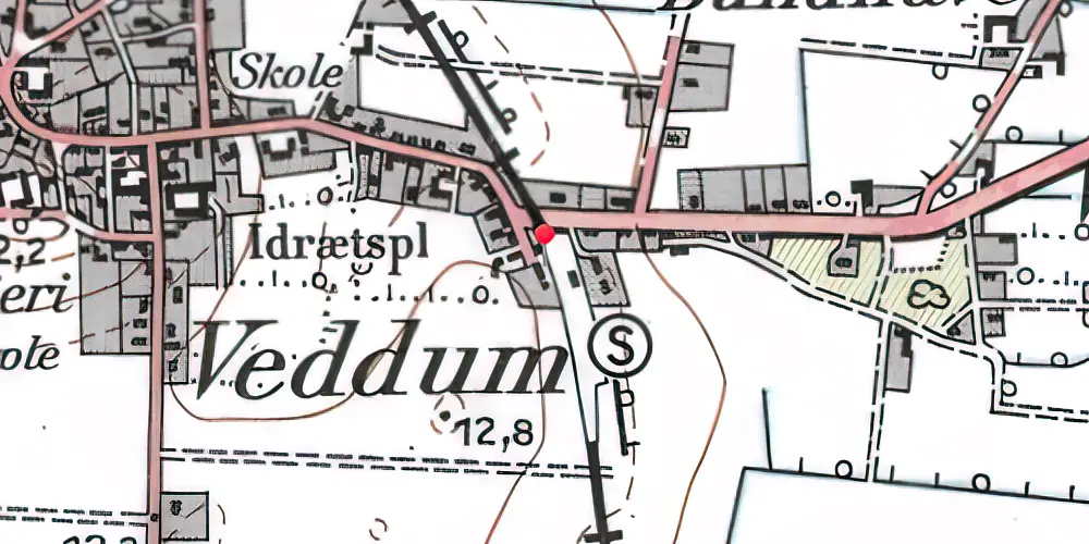 Historisk kort over Veddum Station