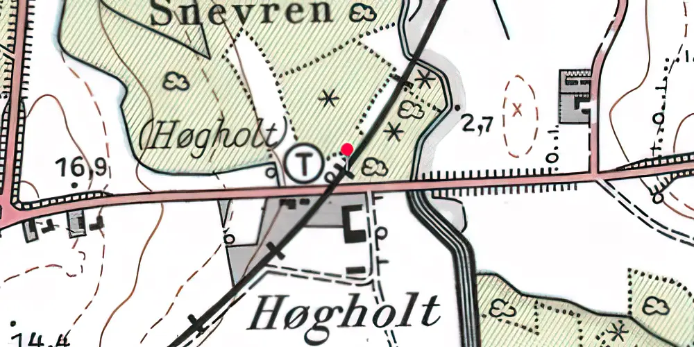 Historisk kort over Høgholt Trinbræt 