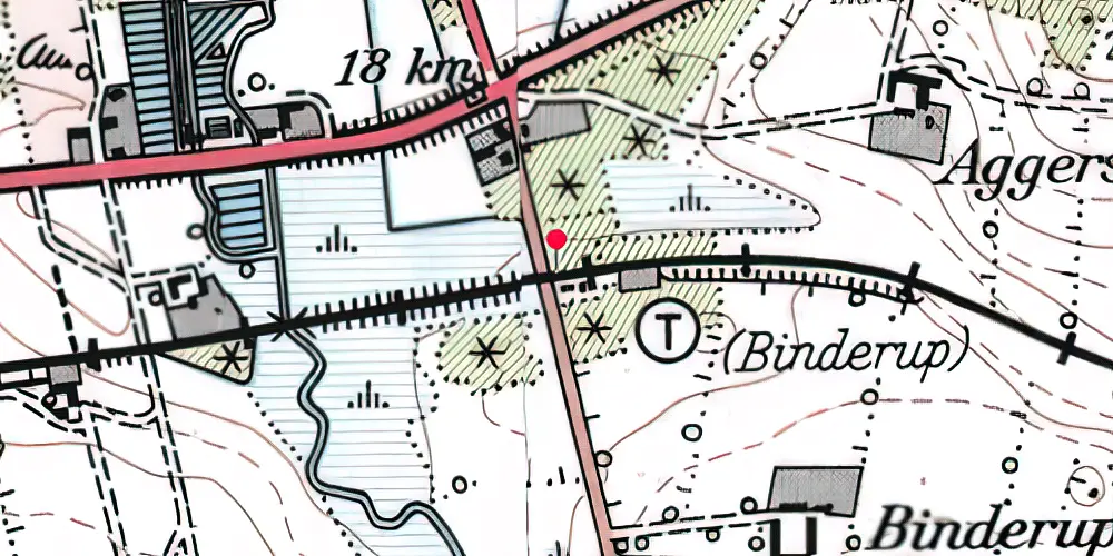 Historisk kort over Binderup Billetsalgssted 