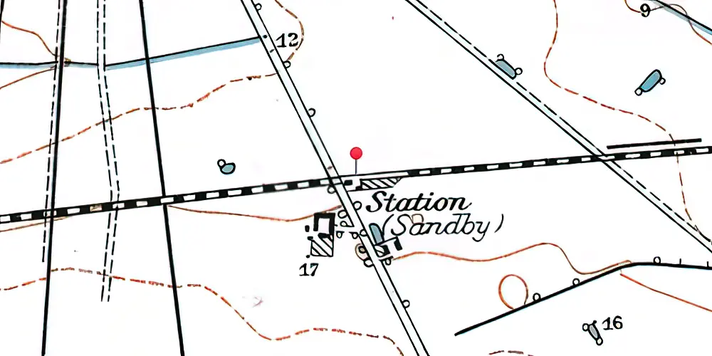 Historisk kort over Sandby Station