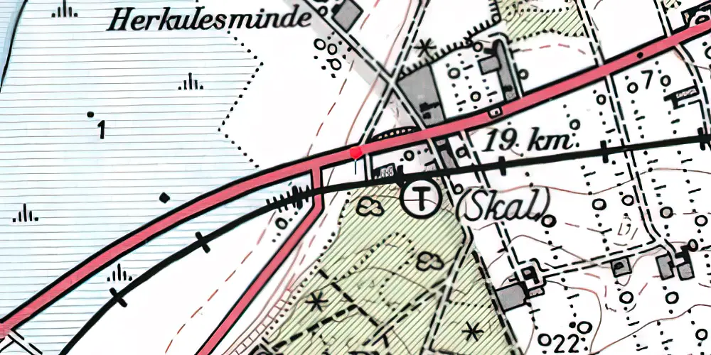 Historisk kort over Skal Trinbræt