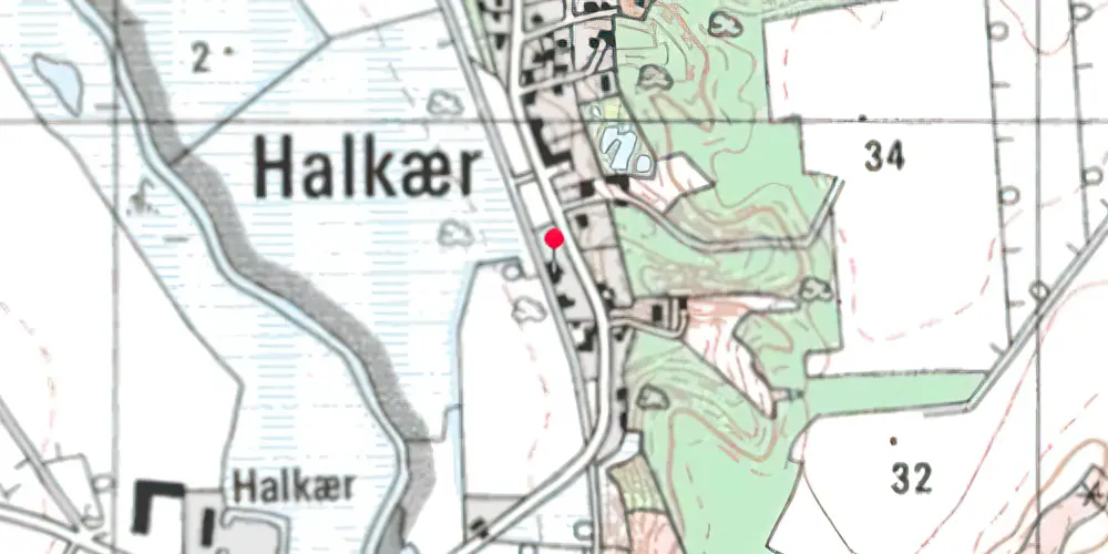 Historisk kort over Halkær Station 