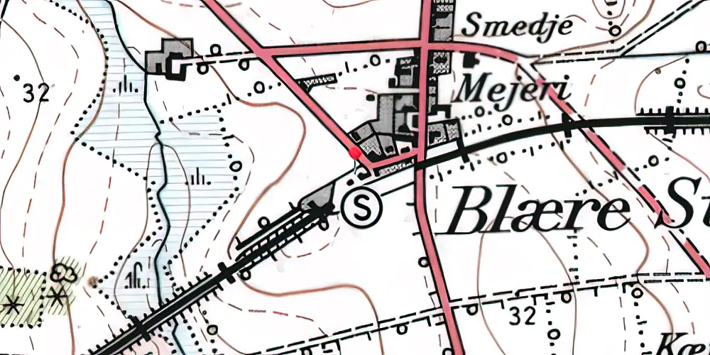 Historisk kort over Blære Station