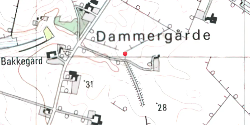Historisk kort over Dammergaarde Trinbræt