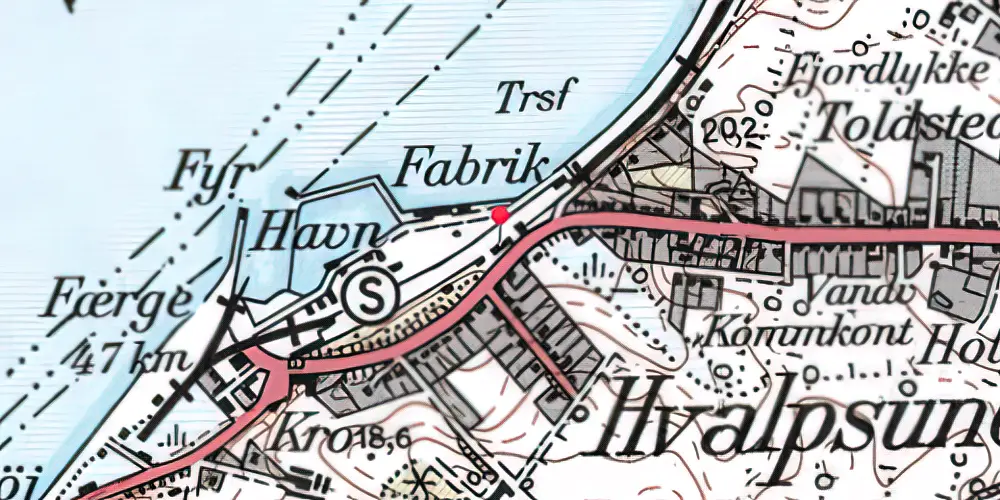 Historisk kort over Hvalpsund Station