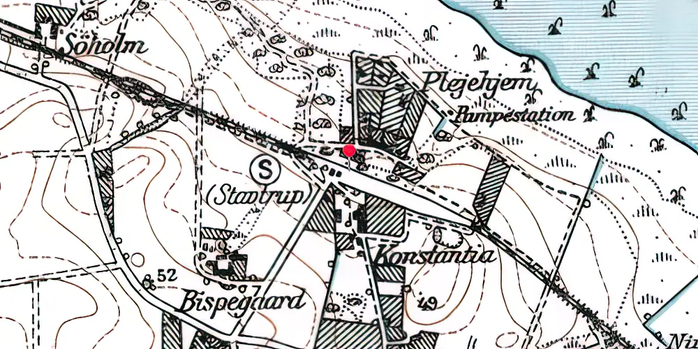 Historisk kort over Stavtrup Station