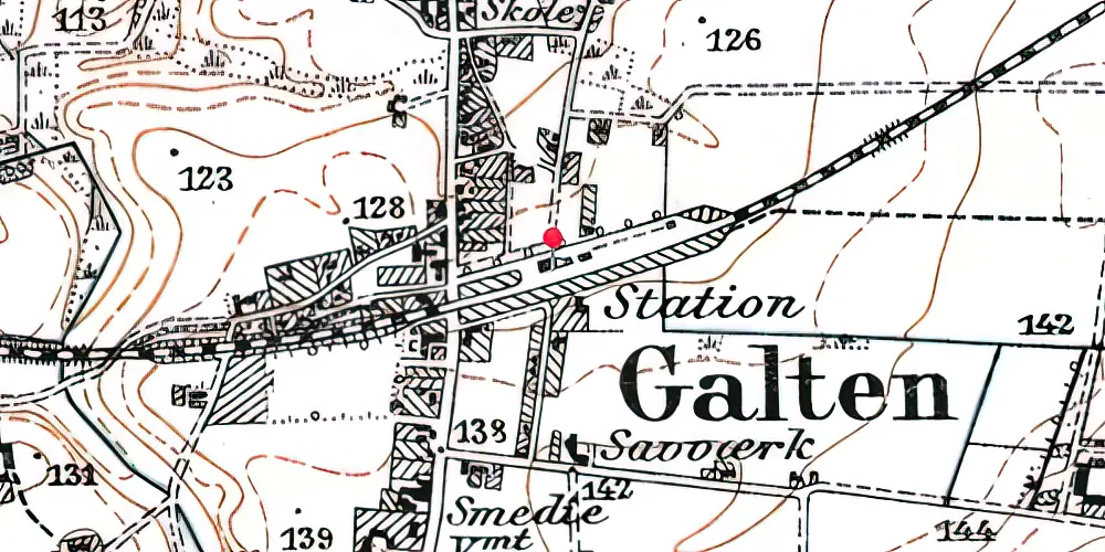 Historisk kort over Galten Station