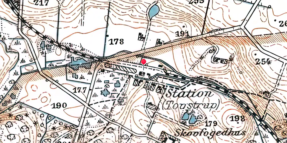 Historisk kort over Toustrup Station