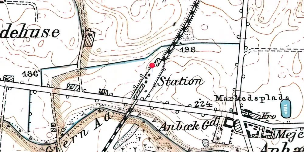 Historisk kort over Anbæk Station 