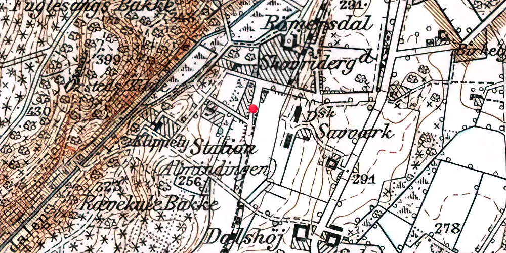 Historisk kort over Almindingen Station 