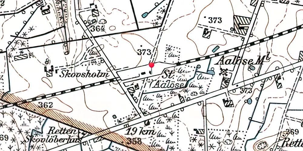 Historisk kort over Åløse Trinbræt med Sidespor